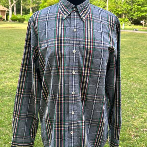 M Izod Men’s Plaid Primary Color Button Down Shirt with minor flaw - Picture 3 of 14